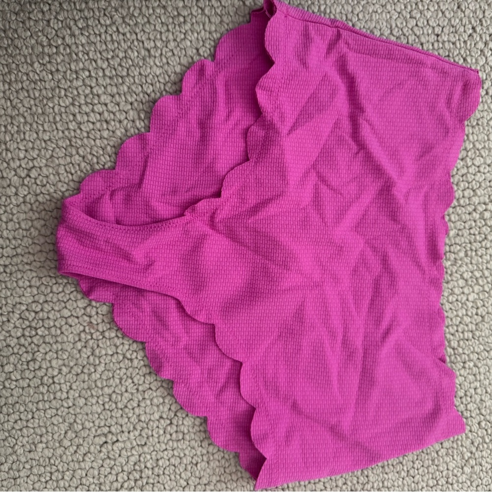 Pink Scalloped high waist bikini bottom